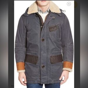 Rainforest ThermoLuxe Real Shearling Trim Daviston Coat Jacket - Black - Size XL